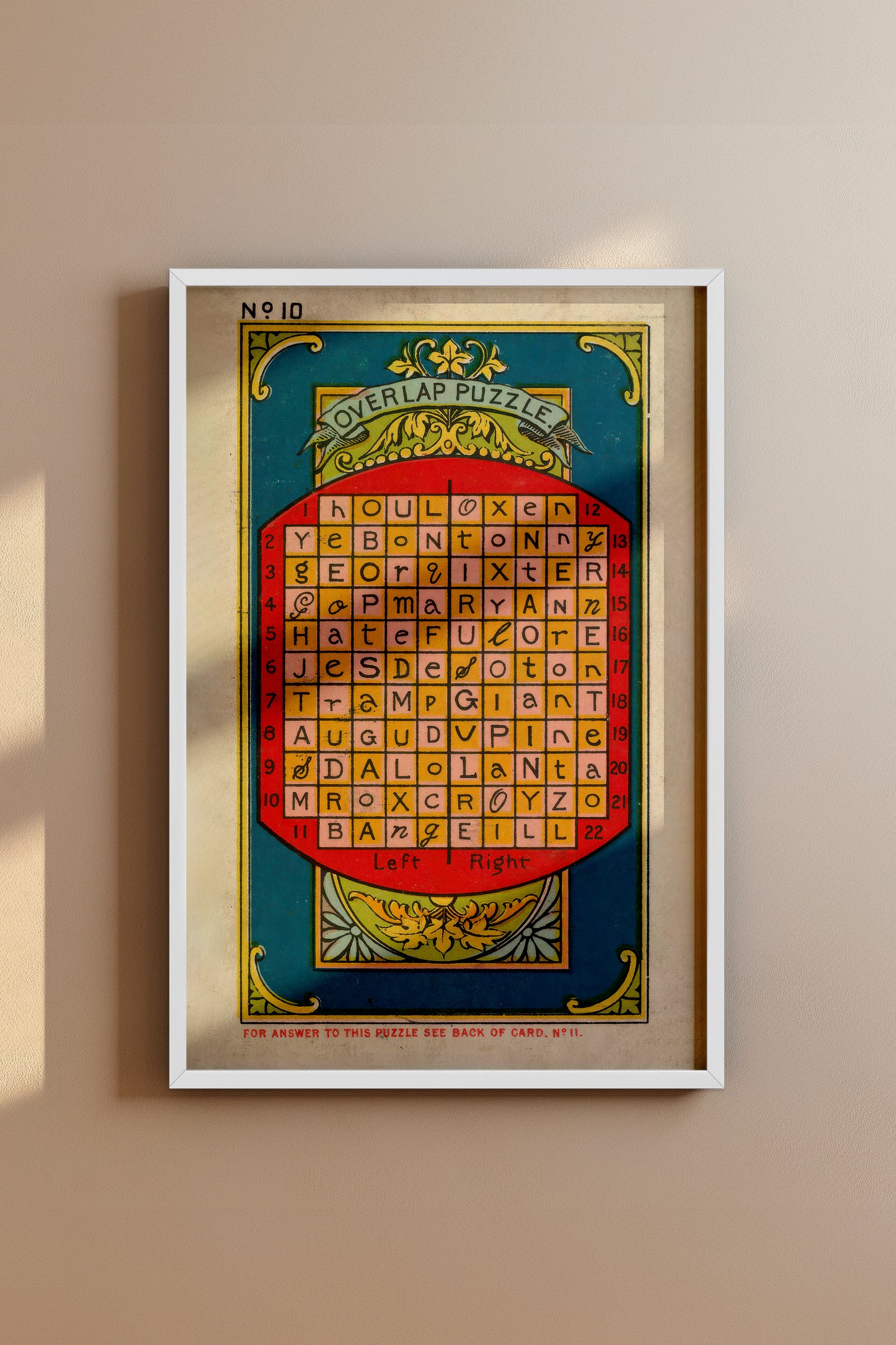 Overlap Puzzle No. 10 – 19th Century British Puzzle Card Print