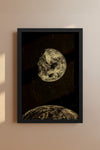 Earth and Moon Illustration – Early 1900s Celestial Engraving Vintage Print