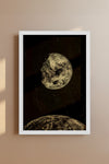 Earth and Moon Illustration – Early 1900s Celestial Engraving Vintage Print