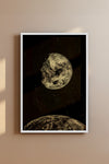 Earth and Moon Illustration – Early 1900s Celestial Engraving Vintage Print