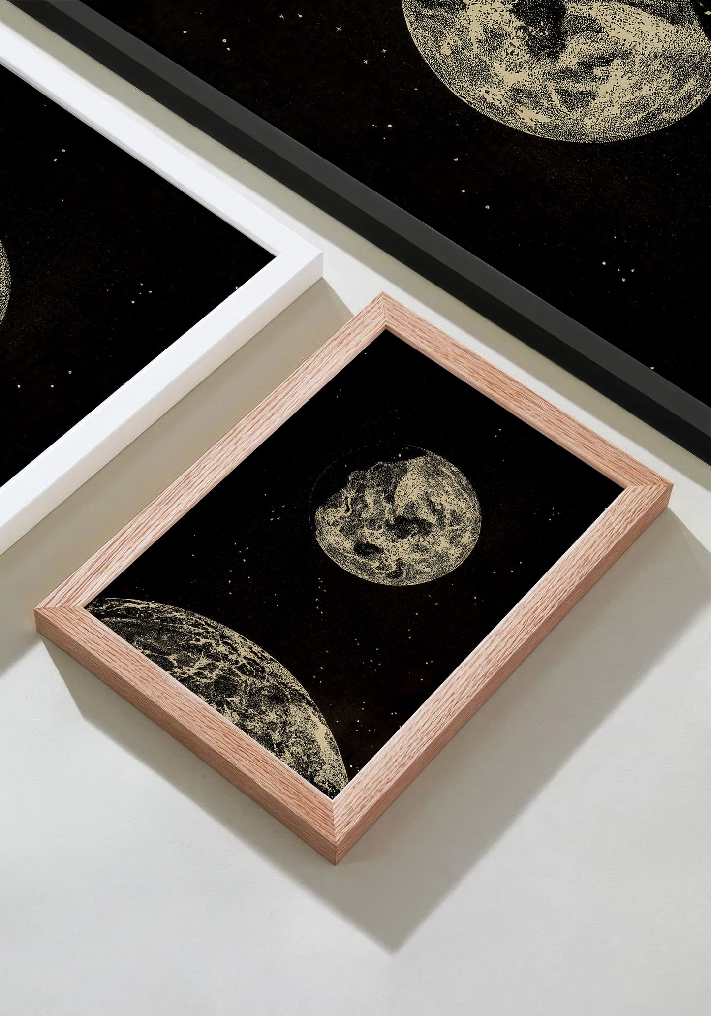 Earth and Moon Illustration – Early 1900s Celestial Engraving Vintage Print