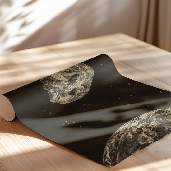 Earth and Moon Illustration – Early 1900s Celestial Engraving Vintage Print