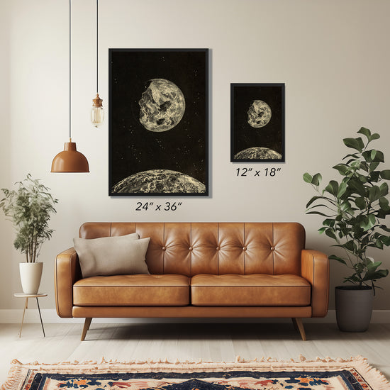 Earth and Moon Illustration – Early 1900s Celestial Engraving Vintage Print