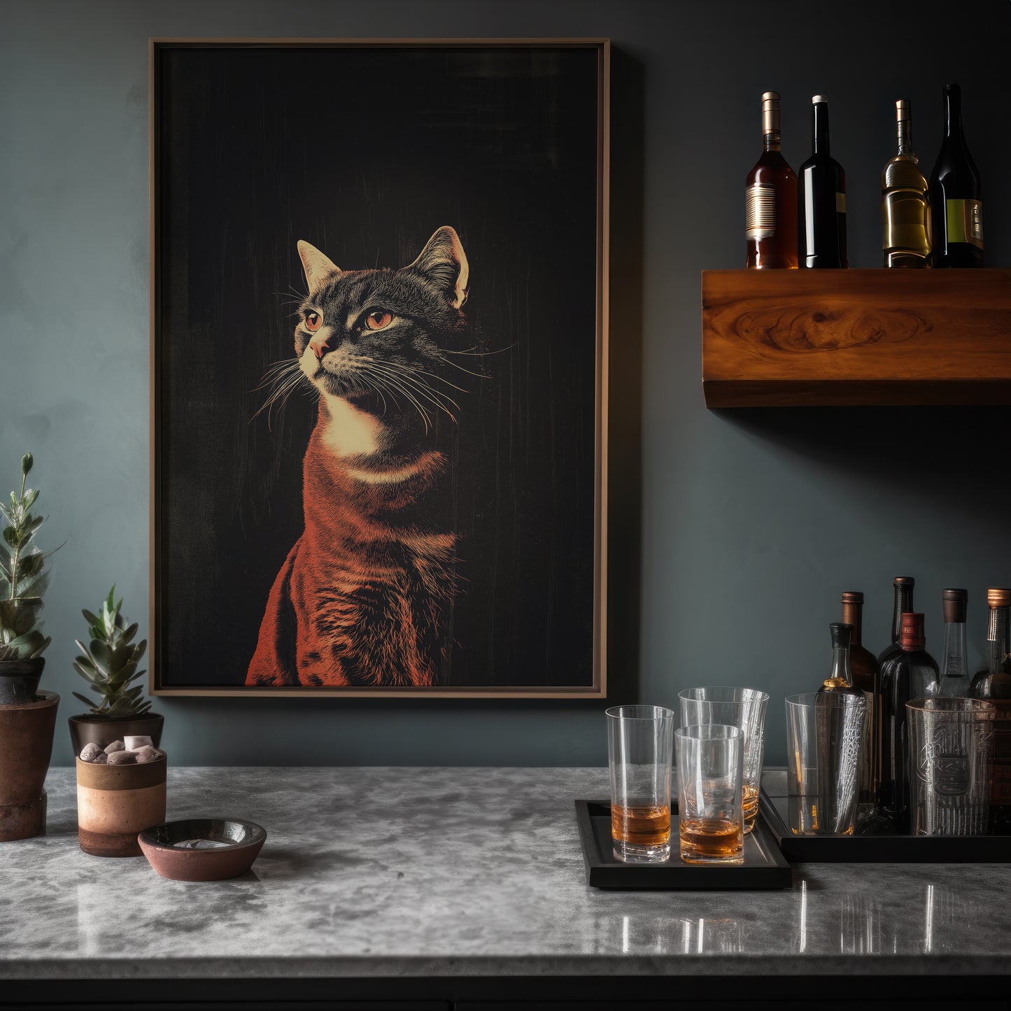 Vintage Cat Wall Art Print - 1920's Italian Poster Style