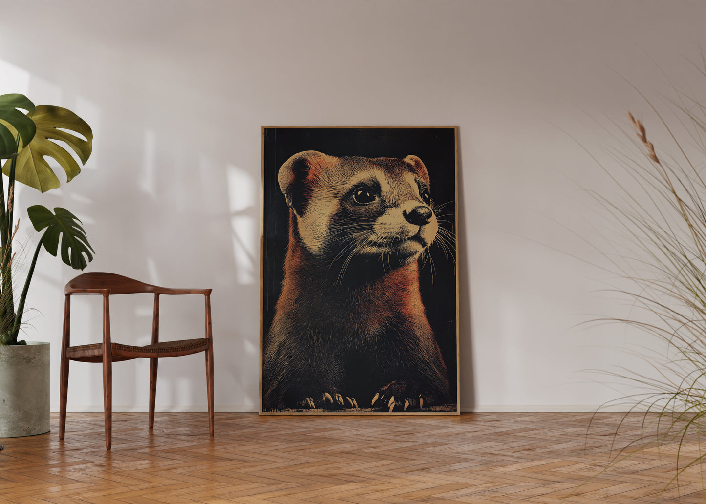 Vintage Ferret Wall Art Print - 1920's Italian Poster Style