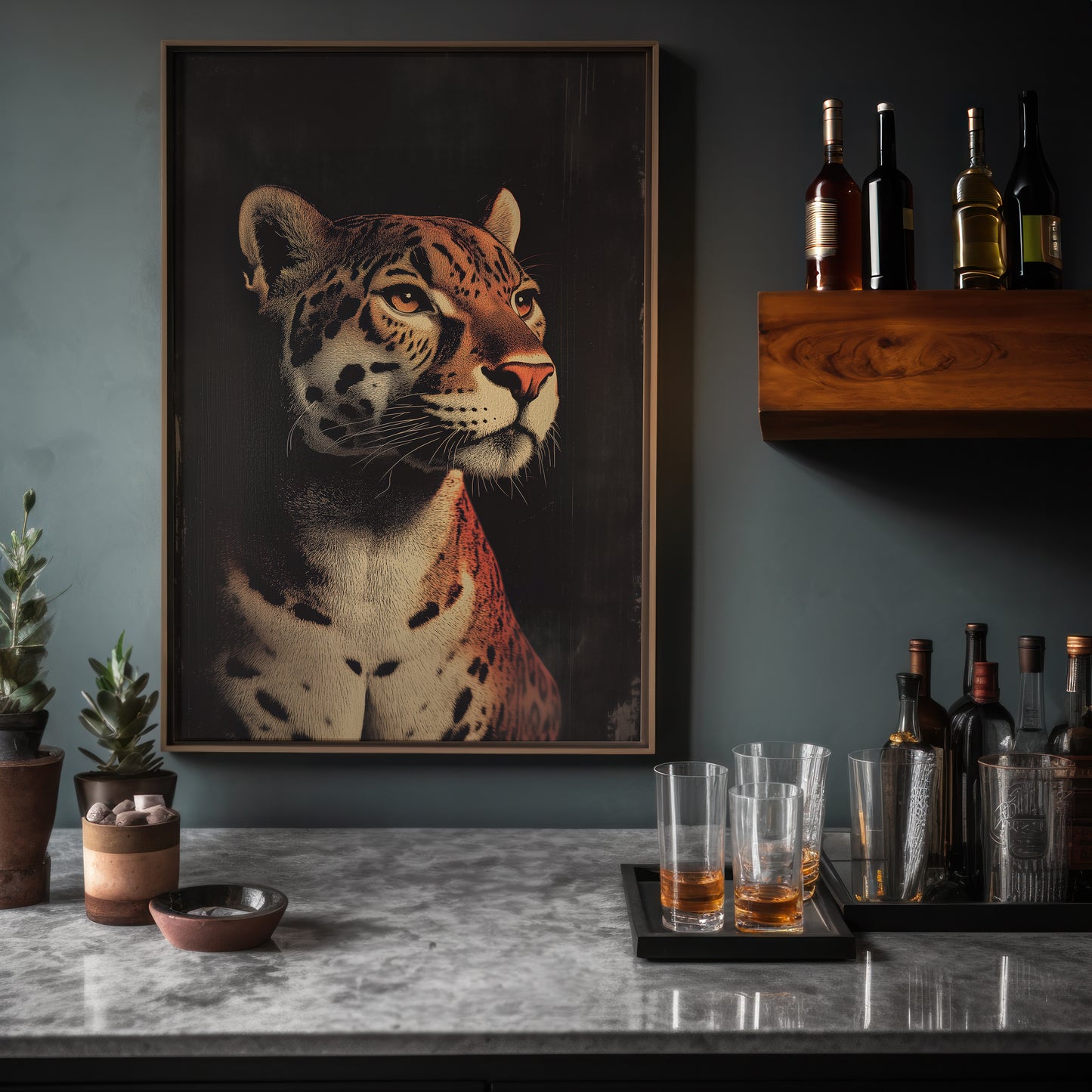 Vintage Jaguar Wall Art Print - 1920's Italian Poster Style