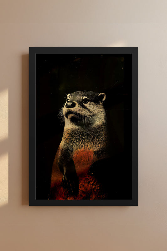 Vintage Otter Wall Art Print - 1920's Italian Poster Style