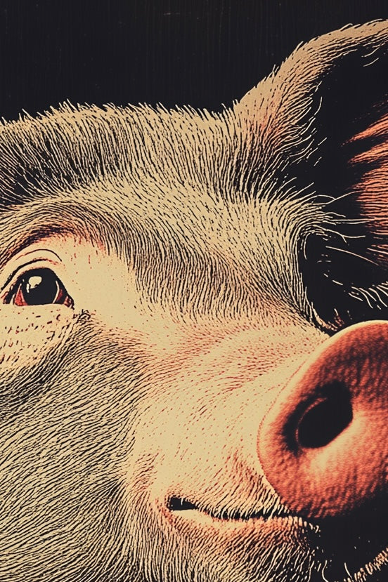 Vintage Pig Wall Art Print - 1920's Italian Poster Style