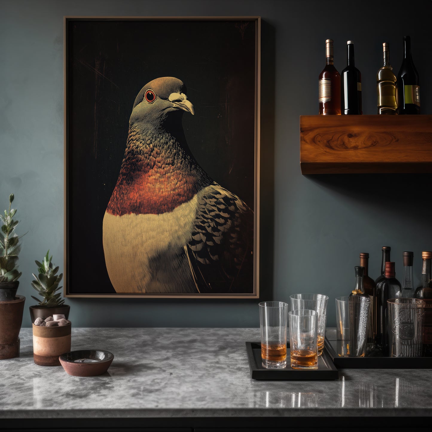 Vintage Pigeon Wall Art Print - 1920's Italian Poster Style