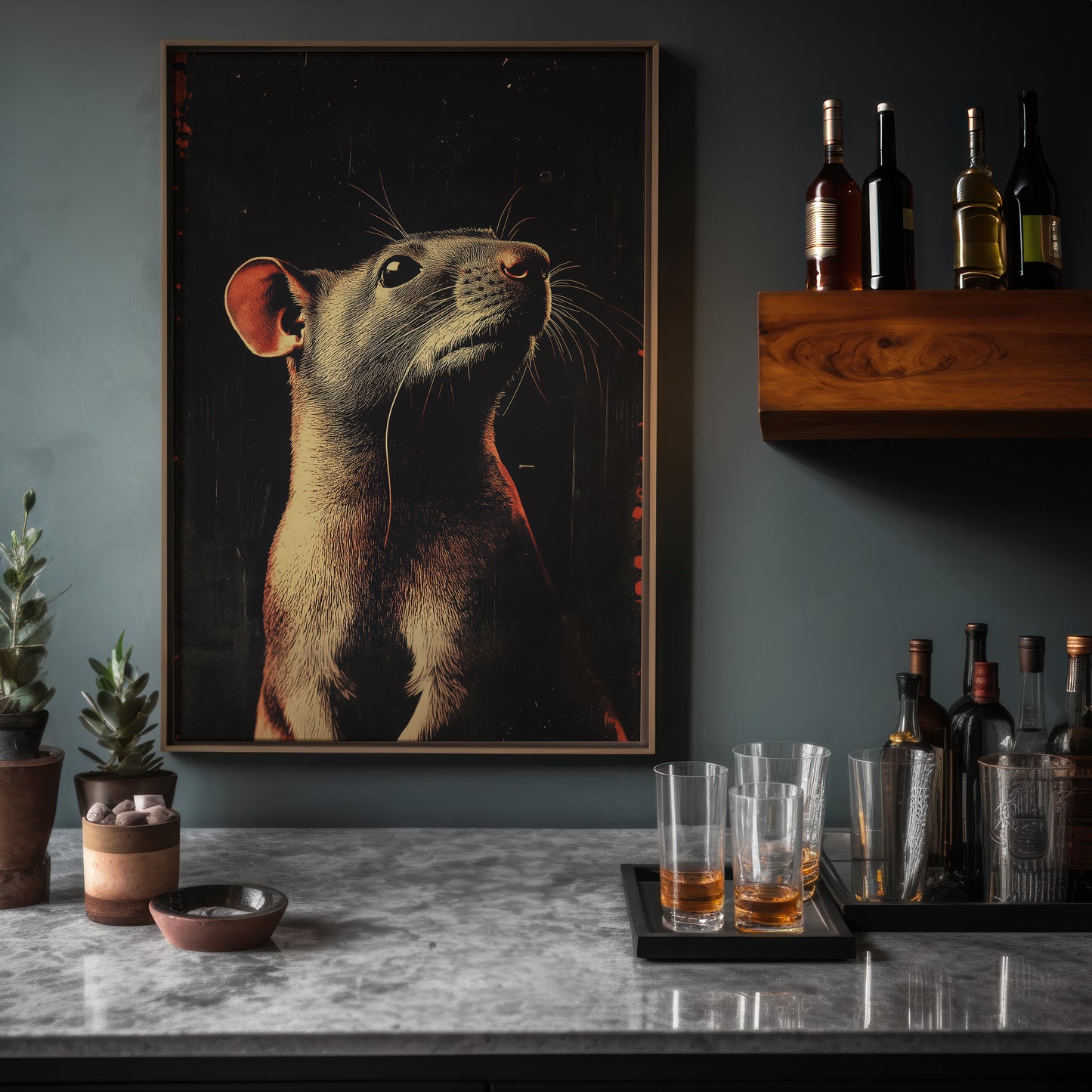 Vintage Rat Wall Art Print - 1920's Italian Poster Style