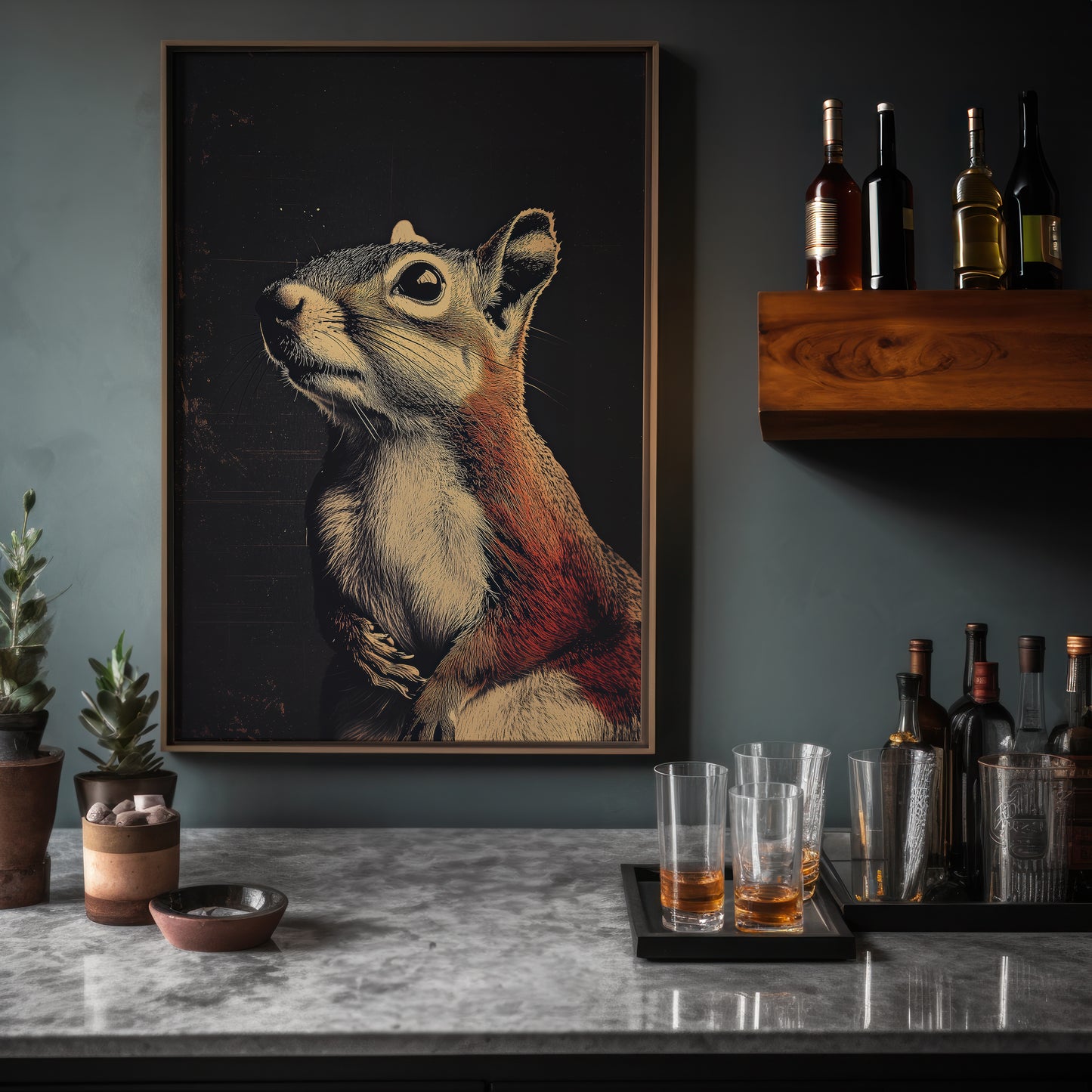 Vintage Squirrel Wall Art Print - 1920's Italian Poster Style