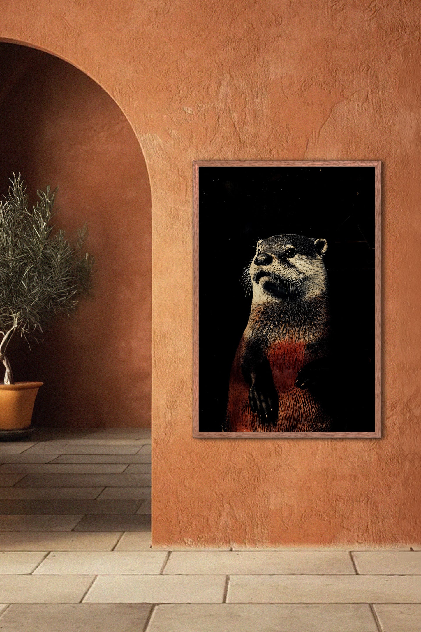 Vintage Otter Wall Art Print - 1920's Italian Poster Style