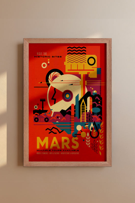 Visit Mars Travel Poster – Retro-Futuristic WPA-Style Space Exploration Vintage Print