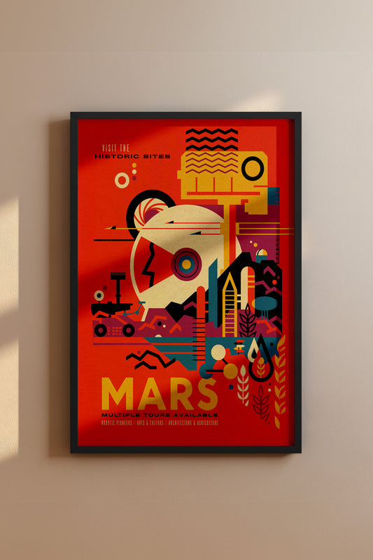 Visit Mars Travel Poster – Retro-Futuristic WPA-Style Space Exploration Vintage Print