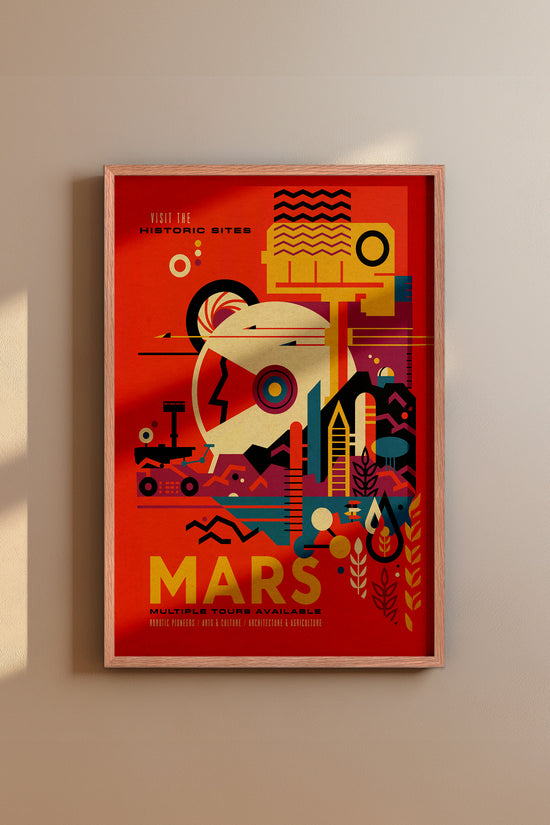 Visit Mars Travel Poster – Retro-Futuristic WPA-Style Space Exploration Vintage Print