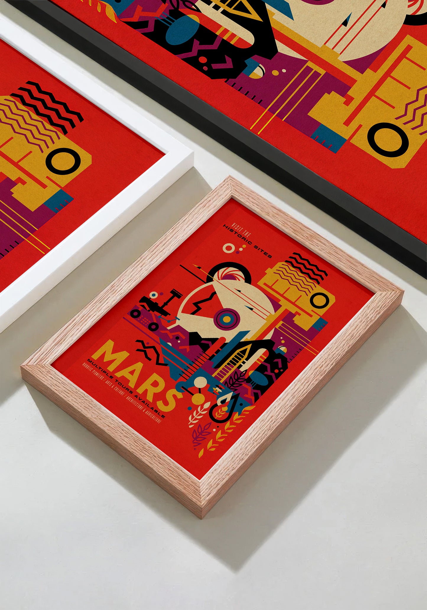 Visit Mars Travel Poster – Retro-Futuristic WPA-Style Space Exploration Vintage Print