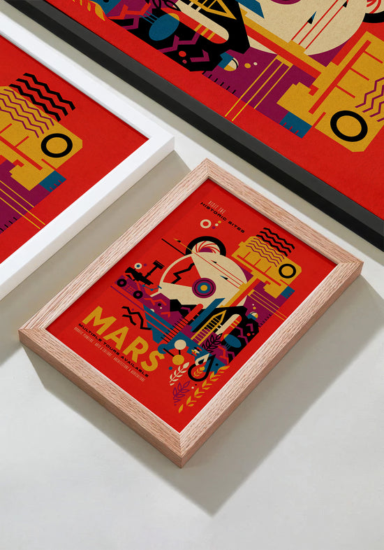 Visit Mars Travel Poster – Retro-Futuristic WPA-Style Space Exploration Vintage Print