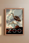 1930's WPA Era  Visit The Zoo Vintage Crane Poster