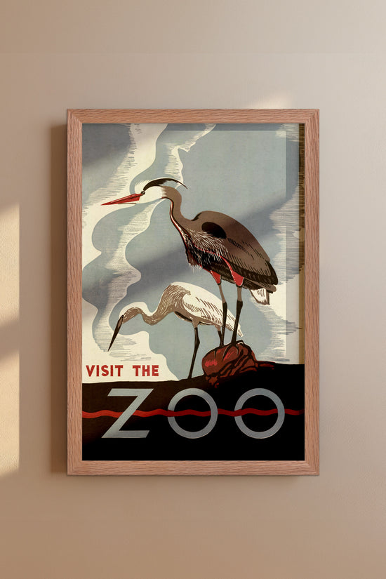 1930's WPA Era  Visit The Zoo Vintage Crane Poster