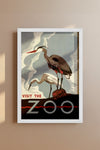 1930's WPA Era  Visit The Zoo Vintage Crane Poster