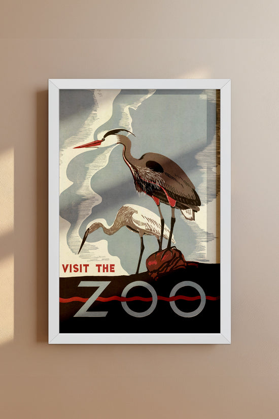 1930's WPA Era  Visit The Zoo Vintage Crane Poster