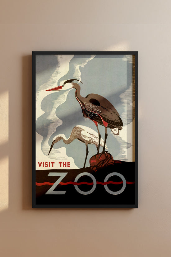 1930's WPA Era  Visit The Zoo Vintage Crane Poster