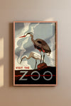 1930's WPA Era  Visit The Zoo Vintage Crane Poster