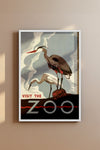 1930's WPA Era  Visit The Zoo Vintage Crane Poster
