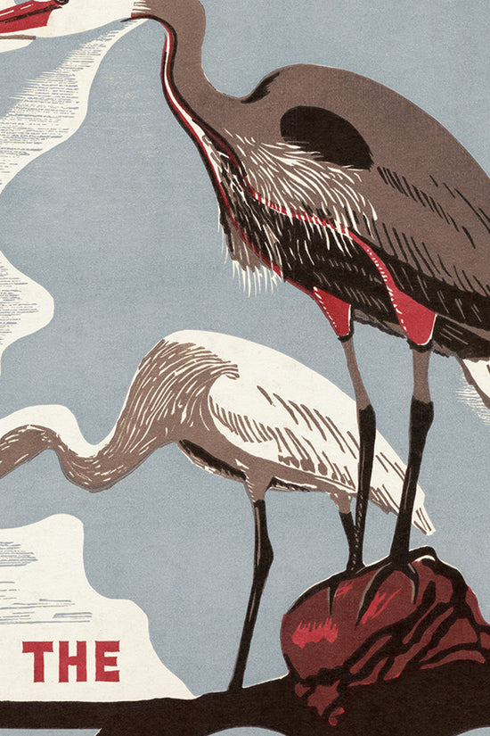 1930's WPA Era  Visit The Zoo Vintage Crane Poster
