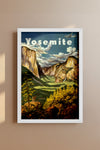 Vintage Yosemite National Park Travel Poster – Mid-Century Landscape Wall Art