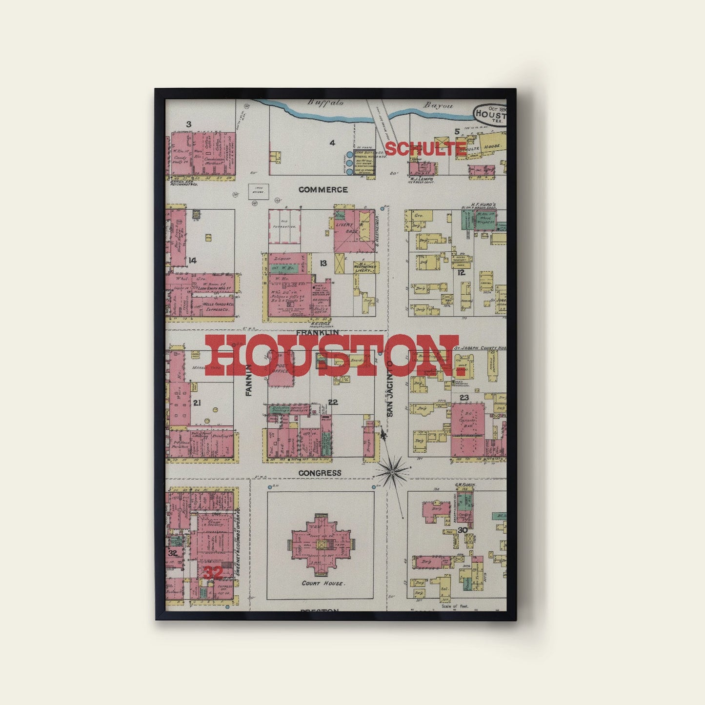 Houston Map Print I