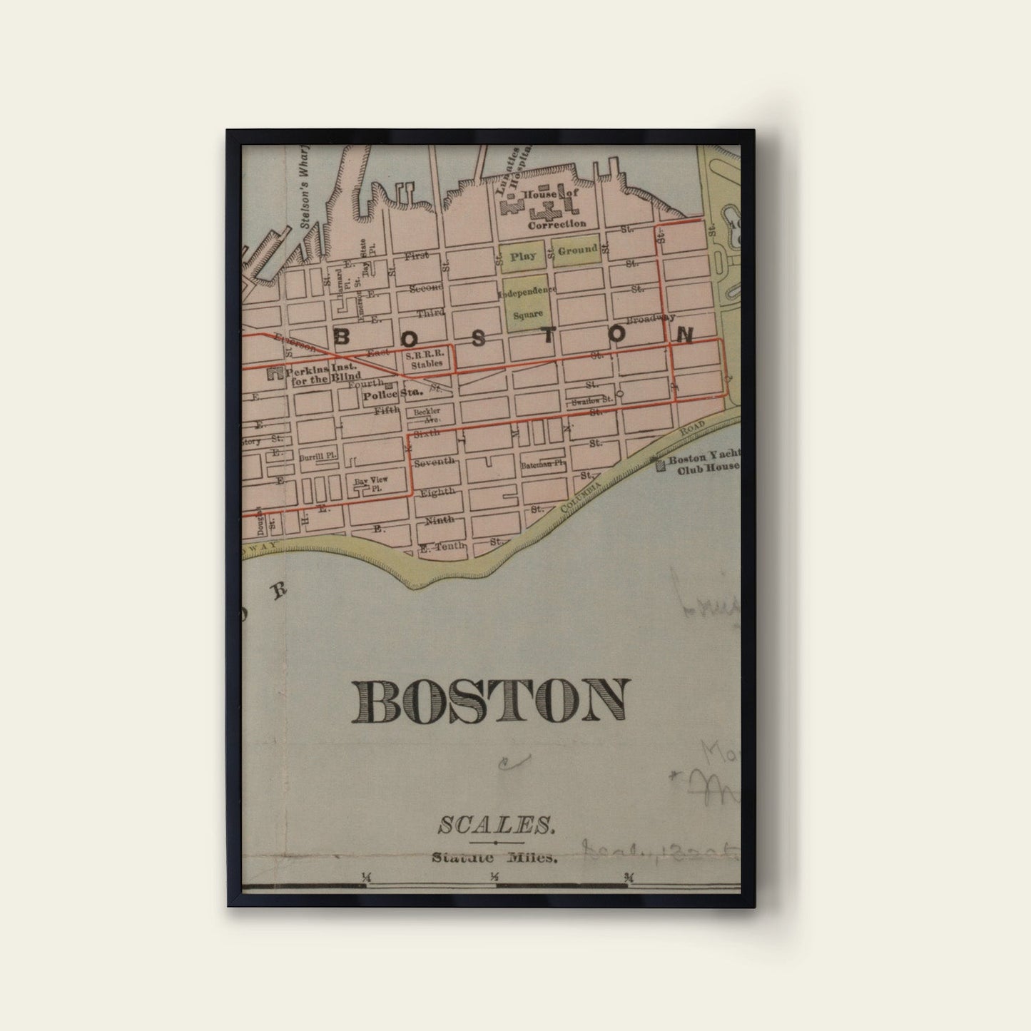 Boston Map Print I
