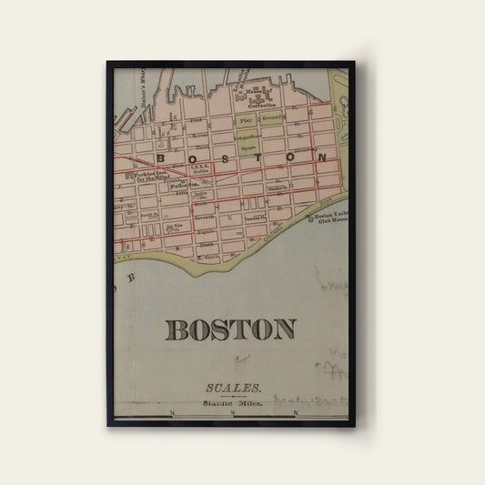 Boston Map Print I