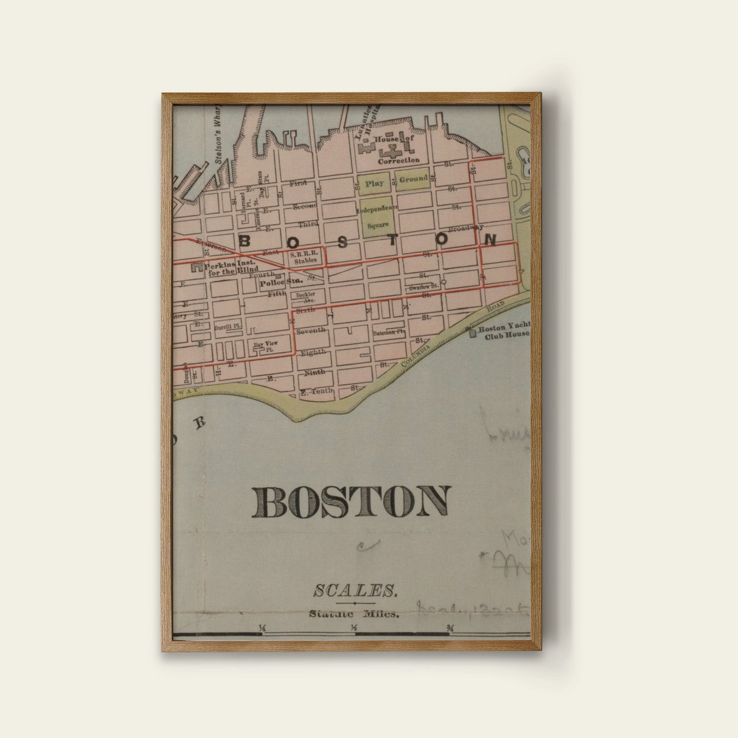 Boston Map Print I
